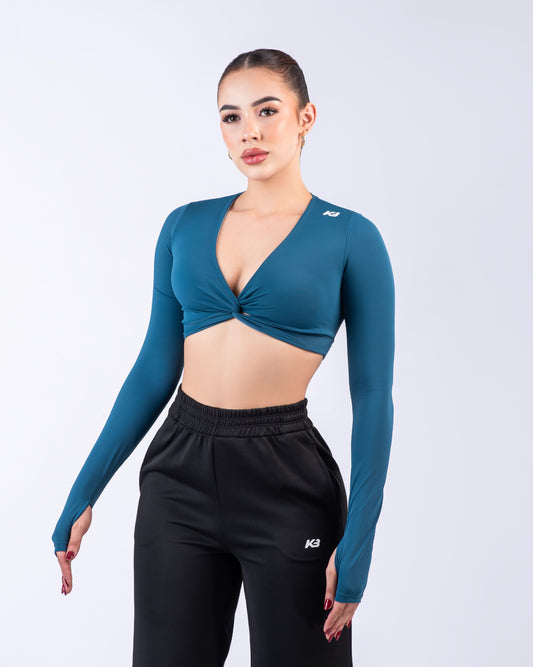 top manga larga / 1049 azul petroleo