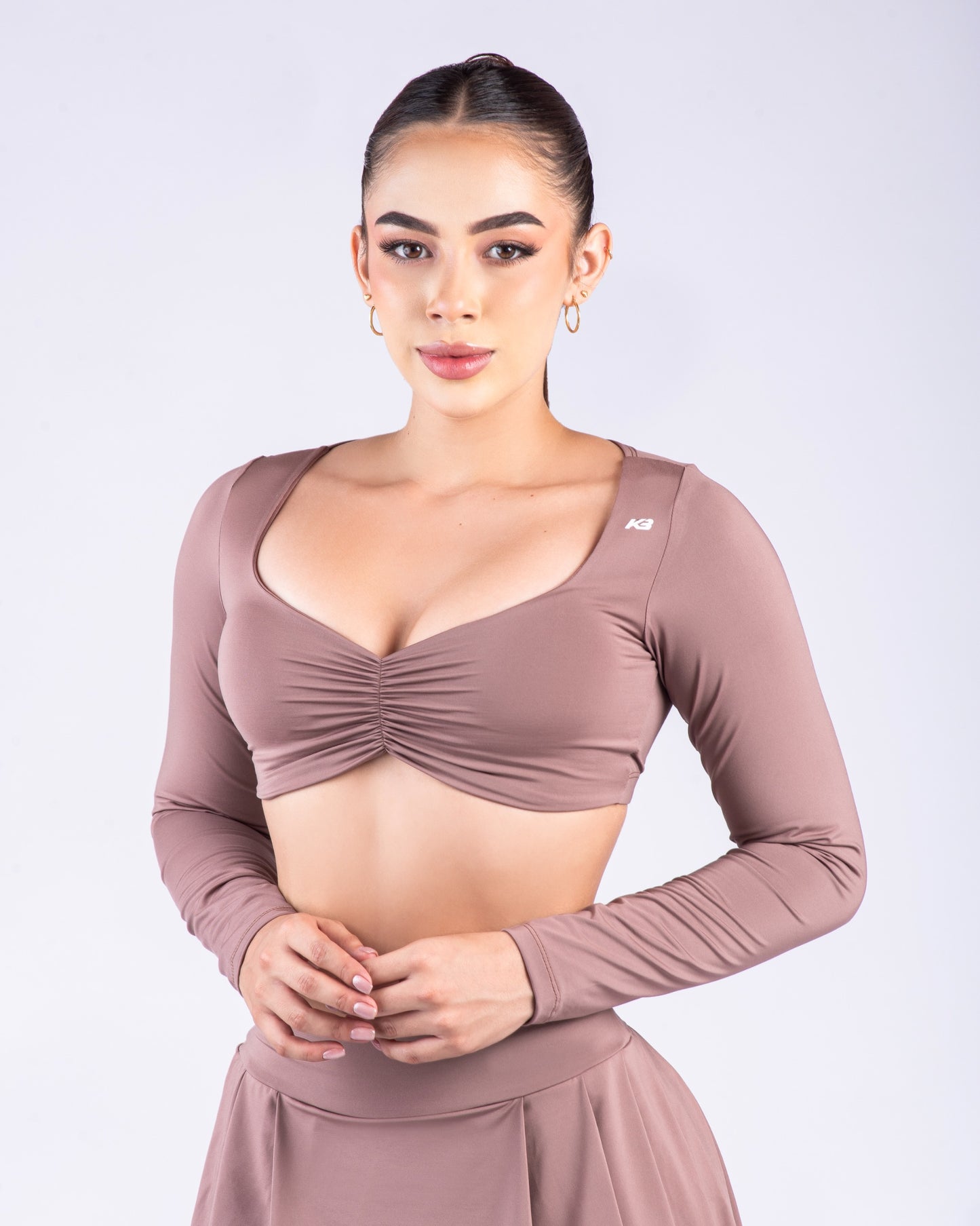 top manga larga kb / 1117 marron