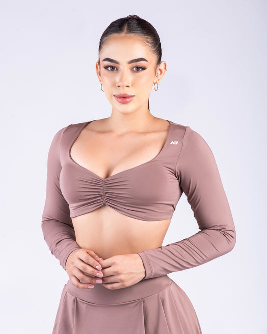 top manga larga kb / 1117 marron