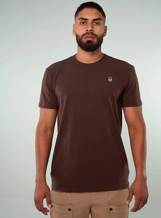 FRANELA ALGODÓN CAFÉ LOGO BORDADO