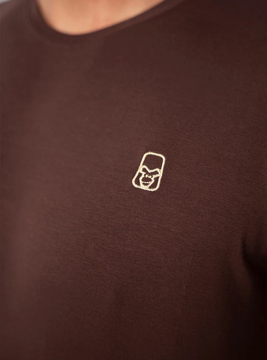 FRANELA ALGODÓN CAFÉ LOGO BORDADO