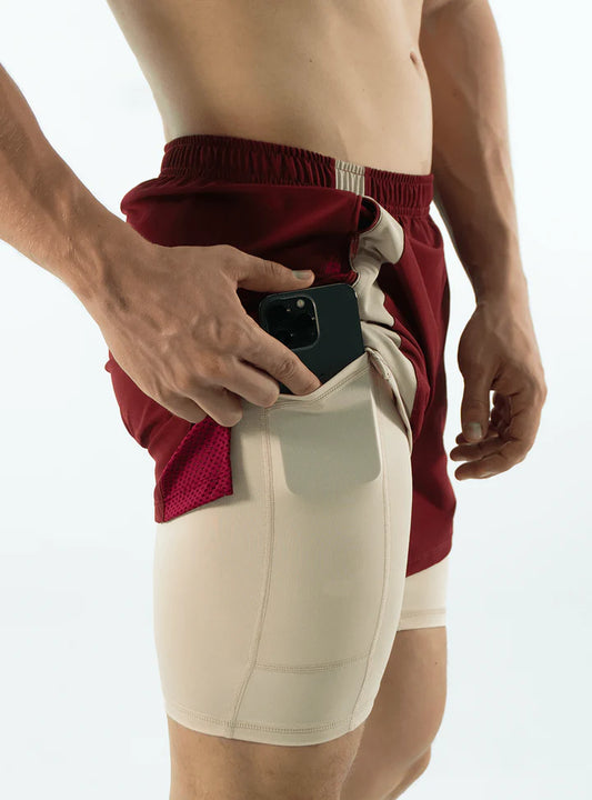 SHORT CON LICRA RUNNIN  VINOTINTO 2.0