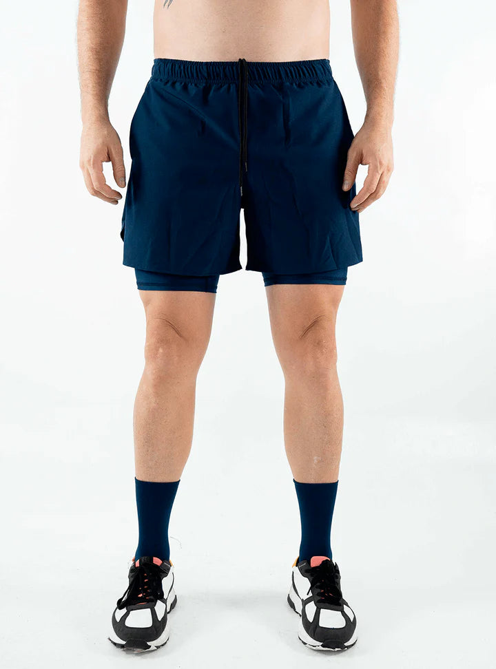 SHORT CON LICRA RUNNIN AZUL OSCURO