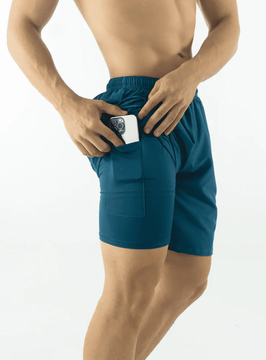 SHORT CON LYCRA AZUL PETRÓLEO