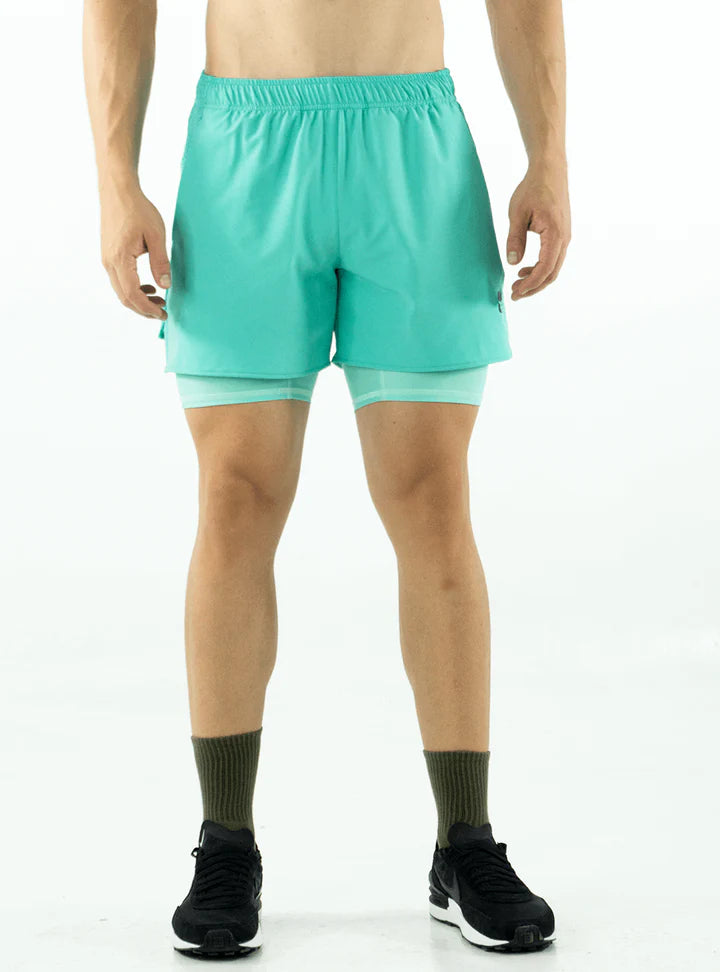 SHORT CON LICRA RUNNING TURQUESA