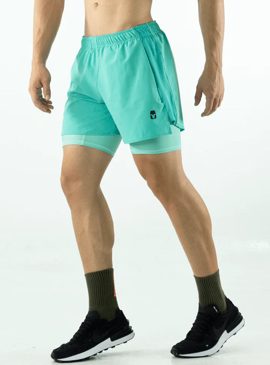 SHORT CON LICRA RUNNING  TURQUESA