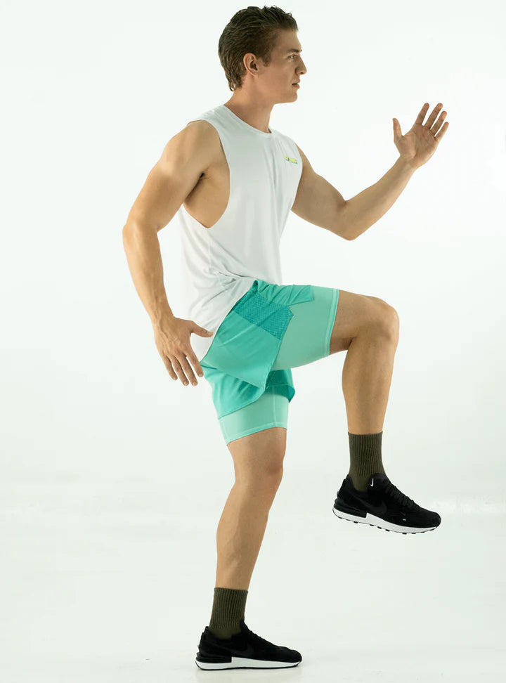 SHORT CON LICRA RUNNING TURQUESA