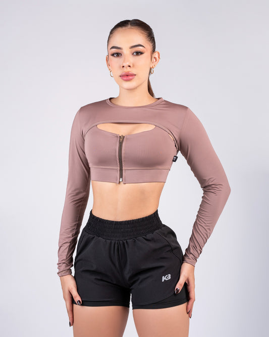 top manga larga kb / 1127 marron
