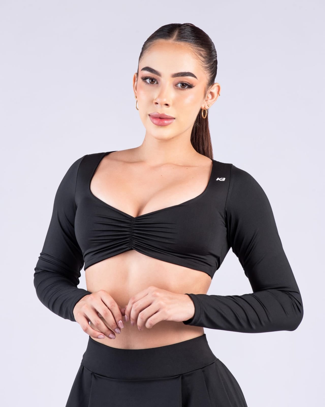 top manga larga kb / 1117 negro