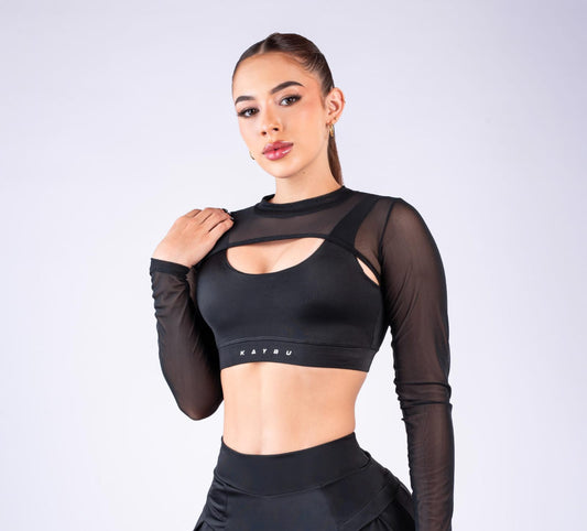 top manga larga kb / 1123 negro