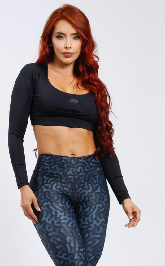 top manga larga negro uf /082