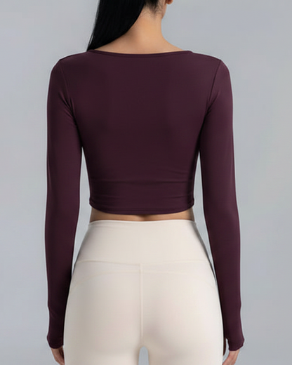 top manga larga kale / morado