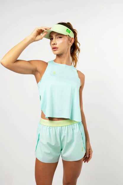 Pleat Tank Top Aqua Light