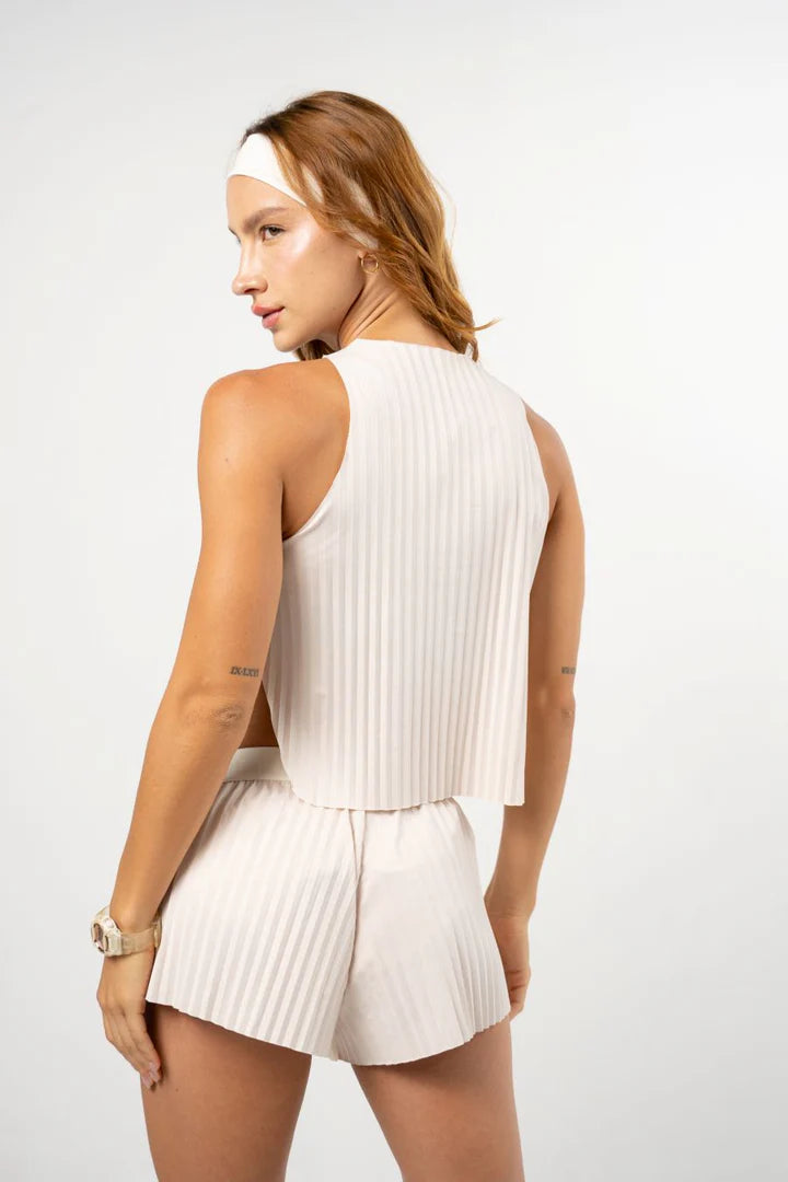 Pleat Tank Top Cream