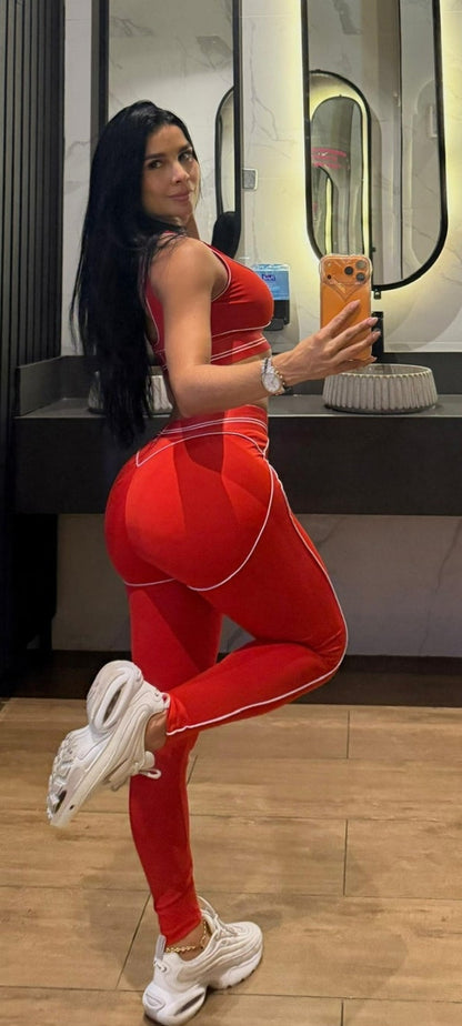 set leggings + top / rojo