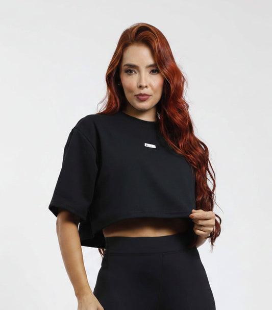 franela oversize corta / crop-top negro