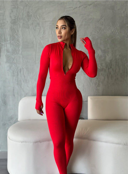 enterizo cierre manga larga / bendita rojo