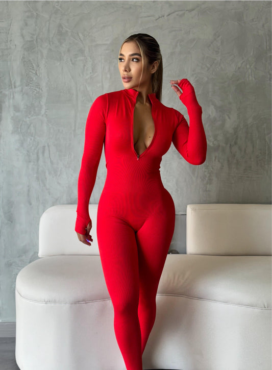 enterizo cierre manga larga / bendita rojo