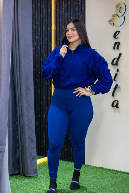 legging + top + chaqueta / azul marino
