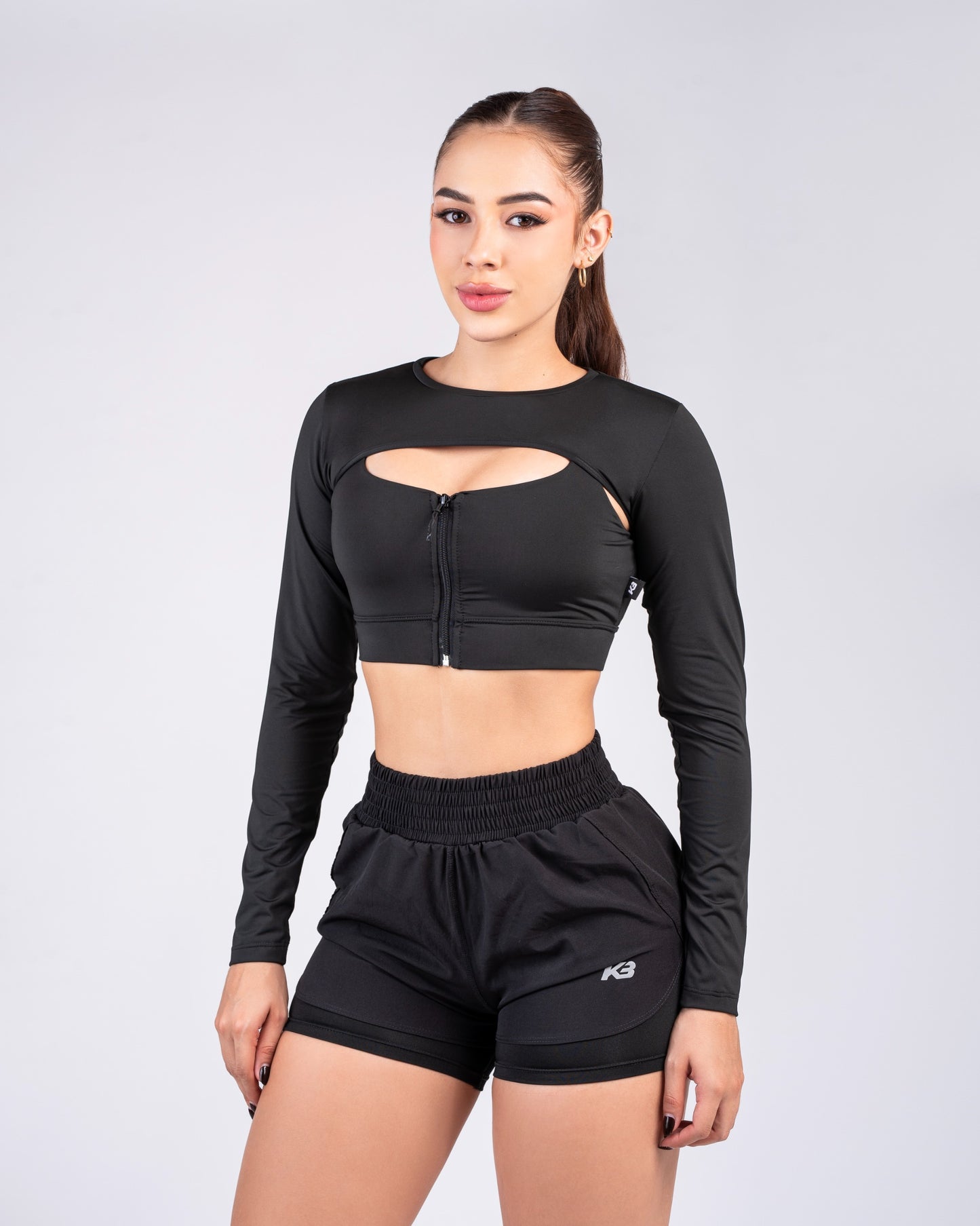 top manga larga kb / 1127 negro