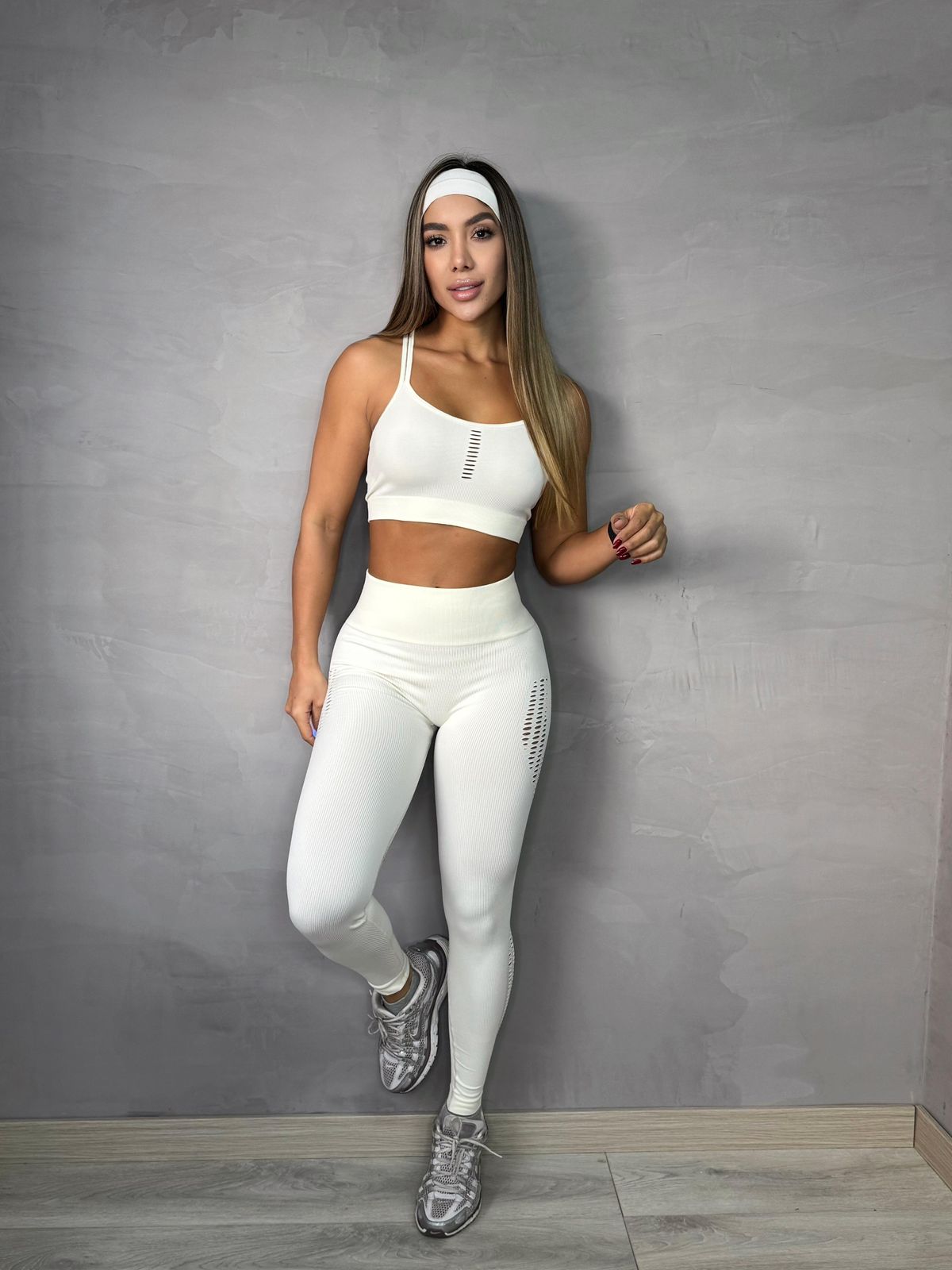 set legging perforado bendita / marfil