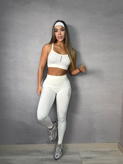 set legging perforado bendita / marfil