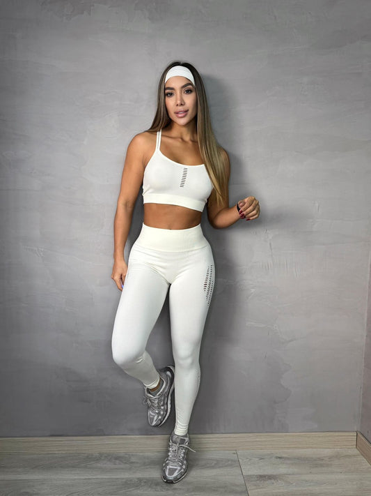 set legging perforado bendita / marfil